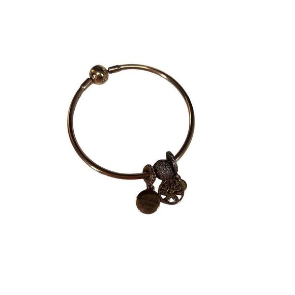 Pandora Women's Bangle & Charm Set Rose Gold Plated Size 19 With Box - Picture 4 of 4